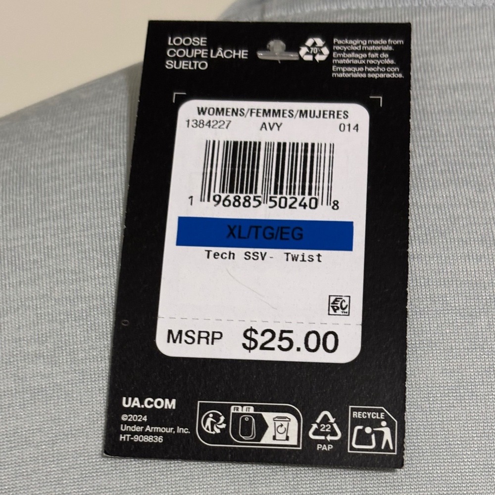 Under Armour T-Shirt Women XL Light Gray Tech‎ SSV Twist V-Neck New With Tags - Picture 3 of 7